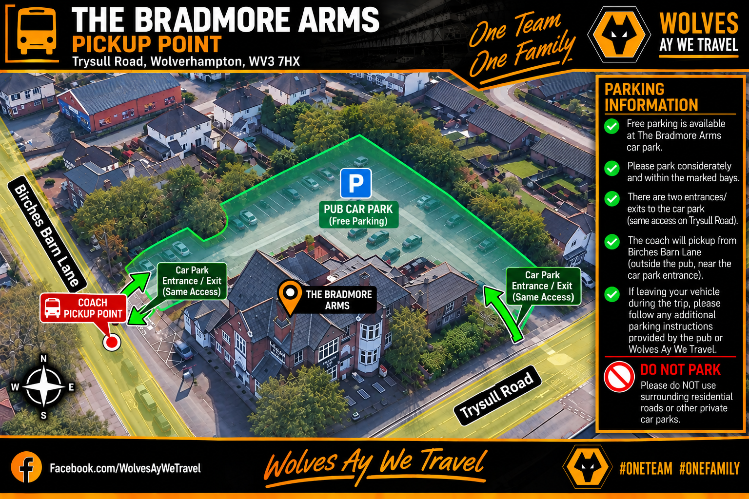 The Bradmore Arms pickup and parking map